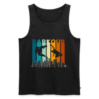Freerunning Rolle Hindernis Sprung - Männer Premium Bio Tank Top - Schwarz - Vorne - Michal (187cm)