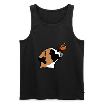 Boxer with butterfly - Men's Premium Organic Tank Top - black - Front - AI Model Male 178 light (178cm)