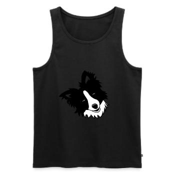 Dog, collie, black white, cute, cartoon - Men's Premium Organic Tank Top - black - Front - AI Model Male 178 light (178cm)