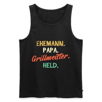 Ehemann Papa Grillmeister Held Vatertag Männertag - Männer Premium Bio Tank Top - Schwarz - Vorne - Michal (187cm)