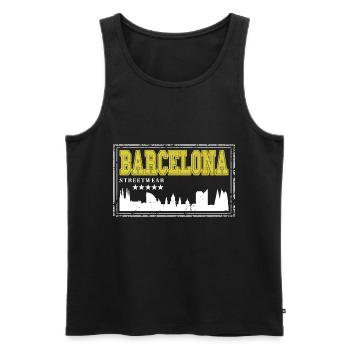 Barcelona Spain City Skyline Home Love - Men's Premium Organic Tank Top - black - Front - Michal (187cm)