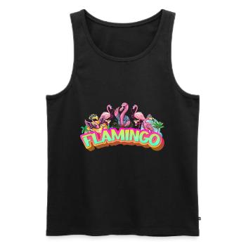 Flamingo Summer Holiday Pink Colorful Exotic Bird - Men's Premium Organic Tank Top - black - Front - AI Model Male 178 light (178cm)