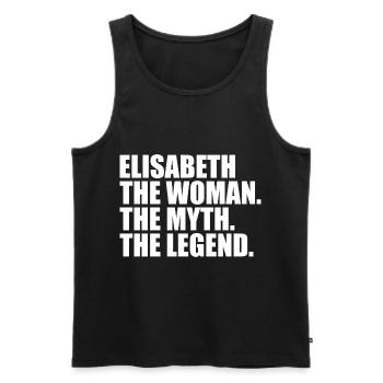 Femme, Mythe, Légende, Prénom Elisabeth - Débardeur bio Premium Homme - noir - Devant - AI Model Male 178 light (178cm)