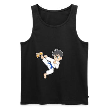 Karate Comic Junge Kick Fun Shirt Kinder Geschenk - Männer Premium Bio Tank Top - Schwarz - Vorne - AI Model Male 178 light (178cm)