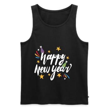 happy new year - Männer Premium Bio Tank Top - Schwarz - Vorne - Michal (187cm)