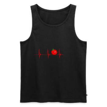 Red Tomato Heartbeat ECG Pulse Paradeiser Vegetables - Men's Premium Organic Tank Top - black - Front - AI Model Male 178 light (178cm)