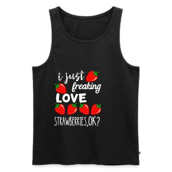 Süße Erdbeere I Just Freaking Love Strawberries Ob - Männer Premium Bio Tank Top - Schwarz - Vorne - AI Model Male 178 light (178cm)