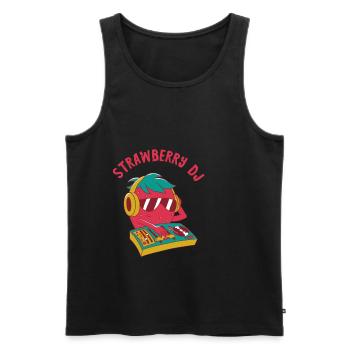 Strawberry DJ Erdbeere Musiker Turntable Plattensp - Männer Premium Bio Tank Top - Schwarz - Vorne - Michal (187cm)