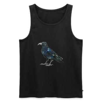 Raven crow with slightly bluish green feathers - Men's Premium Organic Tank Top - black - Front - AI Model Male 178 light (178cm)