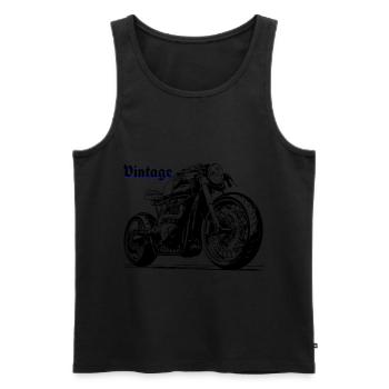 Motorrad Moto Vintage Black Voiture ancienne Bleu - Männer Premium Bio Tank Top - Schwarz - Vorne - AI Model Male 178 light (178cm)