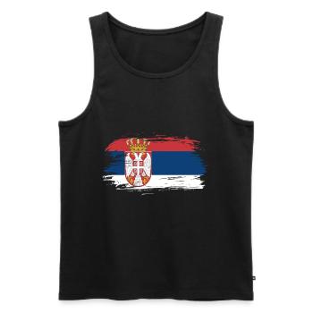 Drapeau Serbie - Débardeur bio Premium Homme - noir - Devant - AI Model Male 178 light (178cm)