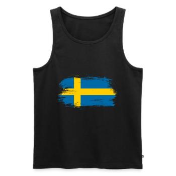 Drapeau suédois - Débardeur bio Premium Homme - noir - Devant - AI Model Male 178 light (178cm)