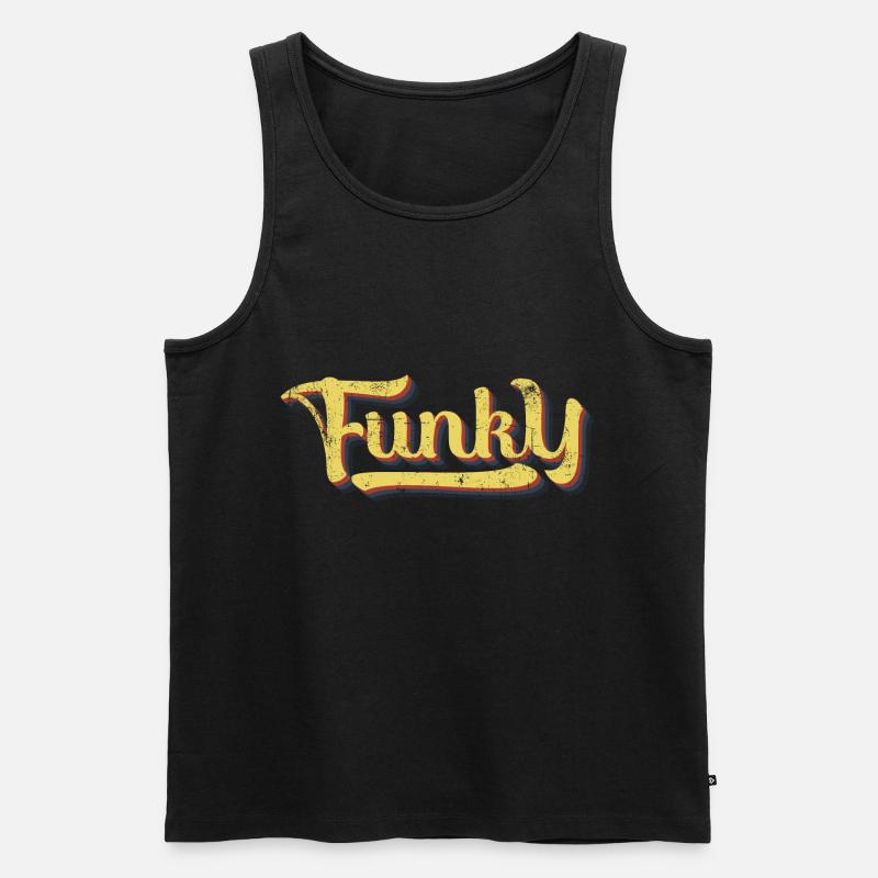 Funky Retro - Männer Premium Bio Tank Top - Schwarz