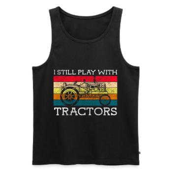 Tracteur Travail Nature Récolte - Débardeur bio Premium Homme - noir - Devant - Michal (187cm)