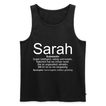 Namensdefinition Sarah - Männer Premium Bio Tank Top - Schwarz - Vorne - AI Model Male 178 light (178cm)