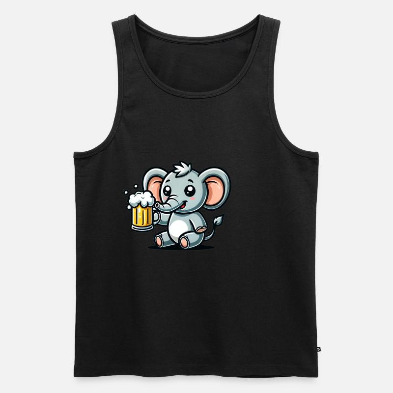 Cute Elephant Drinking Beer - Männer Premium Bio Tank Top - Schwarz