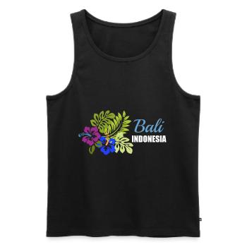 Bali, Indonesia, city, country, flowers - Men's Premium Organic Tank Top - black - Front - AI Model Male 178 light (178cm)