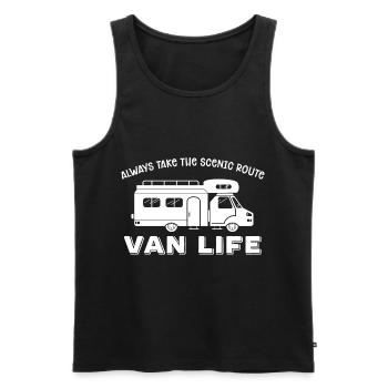 Van Life Vintage - Men's Premium Organic Tank Top - black - Front - Michal (187cm)