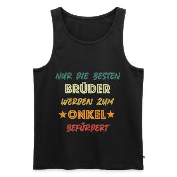 Onkel Bruder wird Onkel - Männer Premium Bio Tank Top - Schwarz - Vorne - Michal (187cm)
