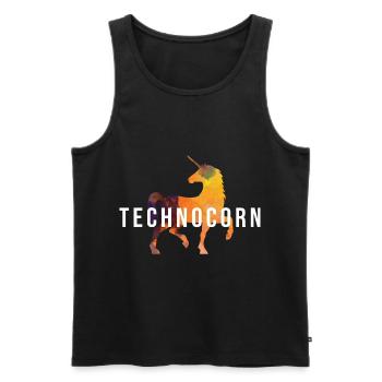 Technocorn Techno Festival Rave Raver Musik DJ EDM - Männer Premium Bio Tank Top - Schwarz - Vorne - Michal (187cm)