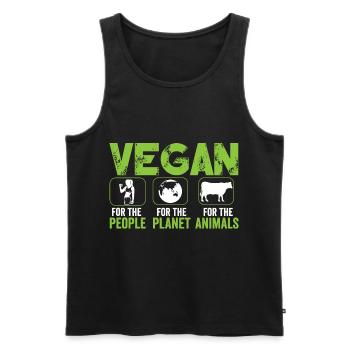 Vegan for People for Planet for Animals - Männer Premium Bio Tank Top - Schwarz - Vorne - AI Model Male 178 light (178cm)