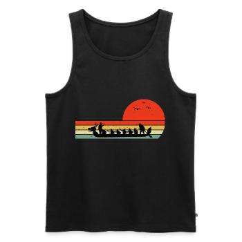 Drachenboot Racing Crew Paddlers Vintage Retro - Männer Premium Bio Tank Top - Schwarz - Vorne - Michal (187cm)