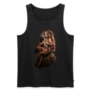 Indian woman native american illustration gift - Men's Premium Organic Tank Top - black - Front - AI Model Male 178 light (178cm)