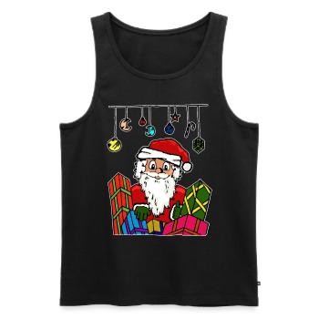 Chemise cadeau Père Noël Nicolas - Débardeur bio Premium Homme - noir - Devant - Michal (187cm)