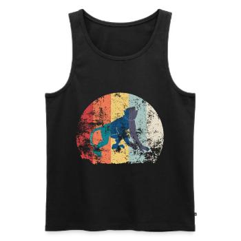 Retro Vintage Affe | Tier 80er 90er Geschenk - Männer Premium Bio Tank Top - Schwarz - Vorne - Michal (187cm)