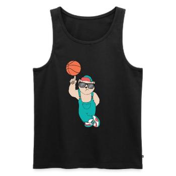 basketball bear cool gift shirt - Men's Premium Organic Tank Top - black - Front - Michal (187cm)