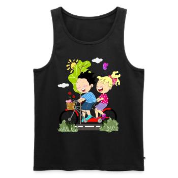 Fahrrad Paar geschenk shirt - Männer Premium Bio Tank Top - Schwarz - Vorne - AI Model Male 178 light (178cm)
