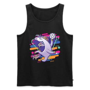 lustiger cooler handballspielende einhorn - Männer Premium Bio Tank Top - Schwarz - Vorne - AI Model Male 178 light (178cm)