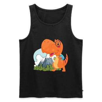 cooler lustiger nerd Dino - Männer Premium Bio Tank Top - Schwarz - Vorne - Michal (187cm)