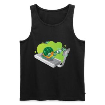 tortue magique sur tapis roulant - Débardeur bio Premium Homme - noir - Devant - Michal (187cm)