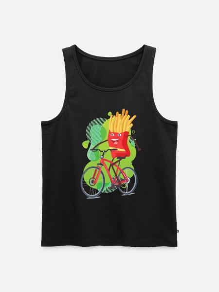 tshirt rigolo vélo frites - Débardeur bio Premium Homme - noir