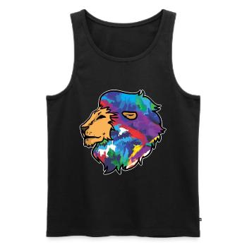 Lion's head colorful animals drawing - Men's Premium Organic Tank Top - black - Front - AI Model Male 178 light (178cm)