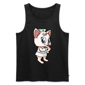 Lustige Krankenschwester Katze Arzt Medicin - Männer Premium Bio Tank Top - Schwarz - Vorne - AI Model Male 178 light (178cm)