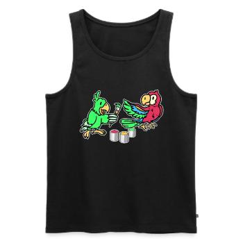 Perroquets peindre tout joliment coloré - Débardeur bio Premium Homme - noir - Devant - Michal (187cm)