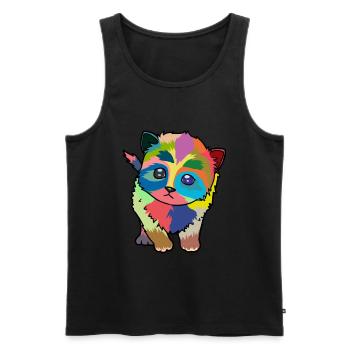 Petit chat mignon coloré - Débardeur bio Premium Homme - noir - Devant - Michal (187cm)