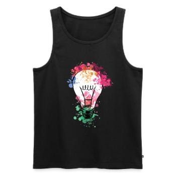 Glühbirne Kunterbunt - Künstlerisches Geschenk - Männer Premium Bio Tank Top - Schwarz - Vorne - AI Model Male 178 light (178cm)