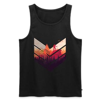 Modernes Wander Motiv - Hobby Bergsteigen - Männer Premium Bio Tank Top - Schwarz - Vorne - Michal (187cm)