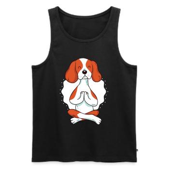 Yoga dog meditating - Men's Premium Organic Tank Top - black - Front - Michal (187cm)