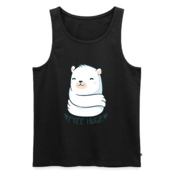 Ours polaires Free Hugs - Animaux amants - Débardeur bio Premium Homme - noir - Devant - Michal (187cm)