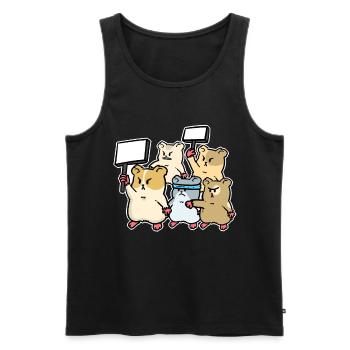 Hamster Protest Aufstand Demonstration Demo - Männer Premium Bio Tank Top - Schwarz - Vorne - AI Model Male 178 light (178cm)
