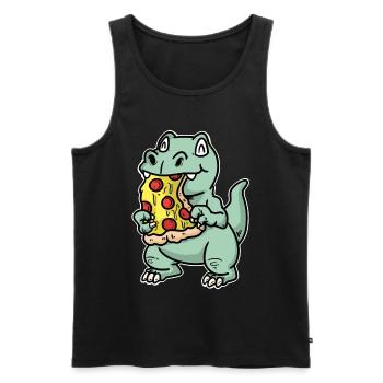 Small dino with pizza - Men's Premium Organic Tank Top - black - Front - Michal (187cm)