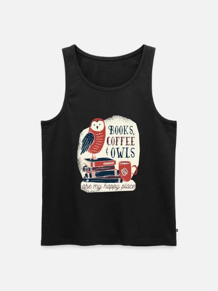 Bücher Kaffee und Eulen - Männer Premium Bio Tank Top - Schwarz