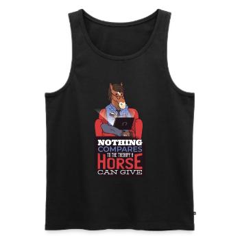 Pferde Therapie - Männer Premium Bio Tank Top - Schwarz - Vorne - Michal (187cm)