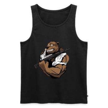 Bär mit der Waffe - Männer Premium Bio Tank Top - Schwarz - Vorne - AI Model Male 178 light (178cm)