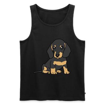 Petit teckel race chien chien animaux chiens - Débardeur bio Premium Homme - noir - Devant - Michal (187cm)