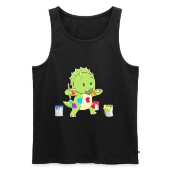 Dino petit artiste - Débardeur bio Premium Homme - noir - Devant - Michal (187cm)